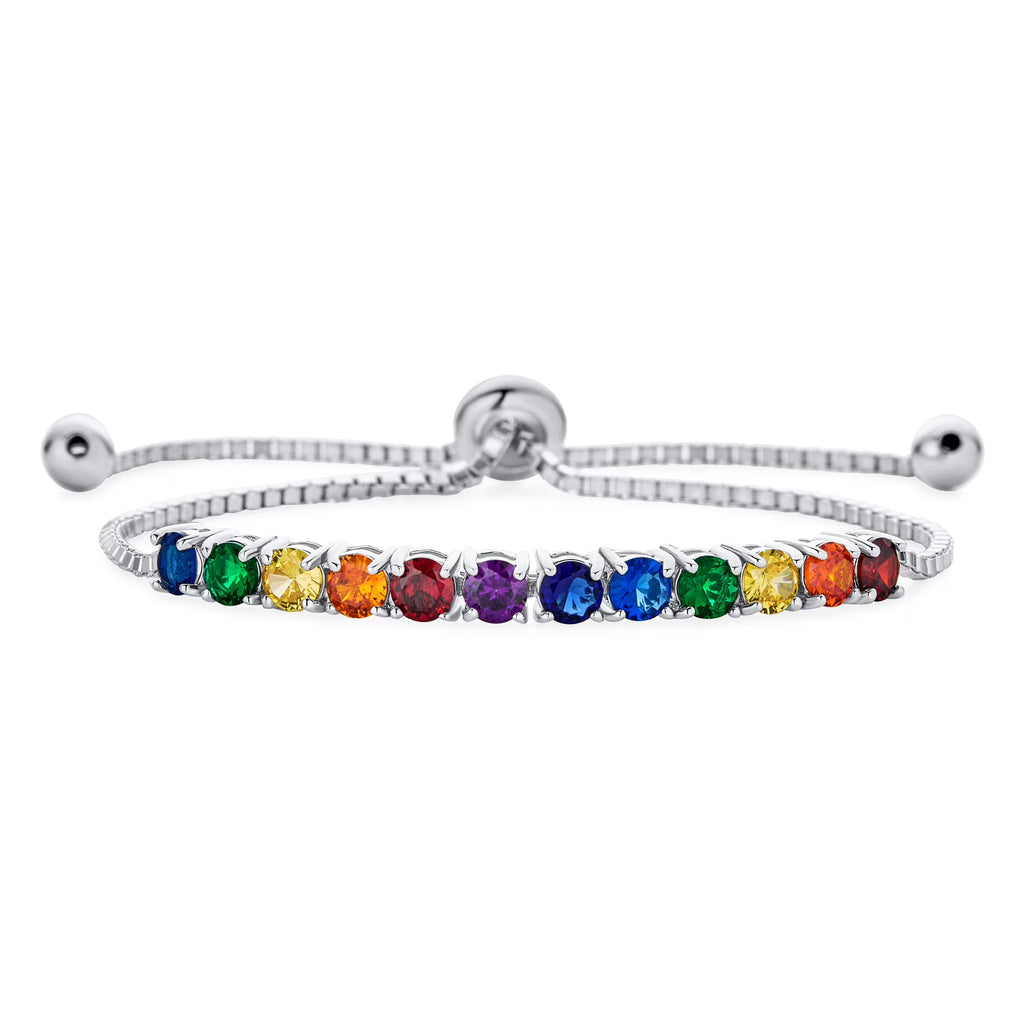Multicolor CZ Tennis Bracelet Sterling Silver W4941