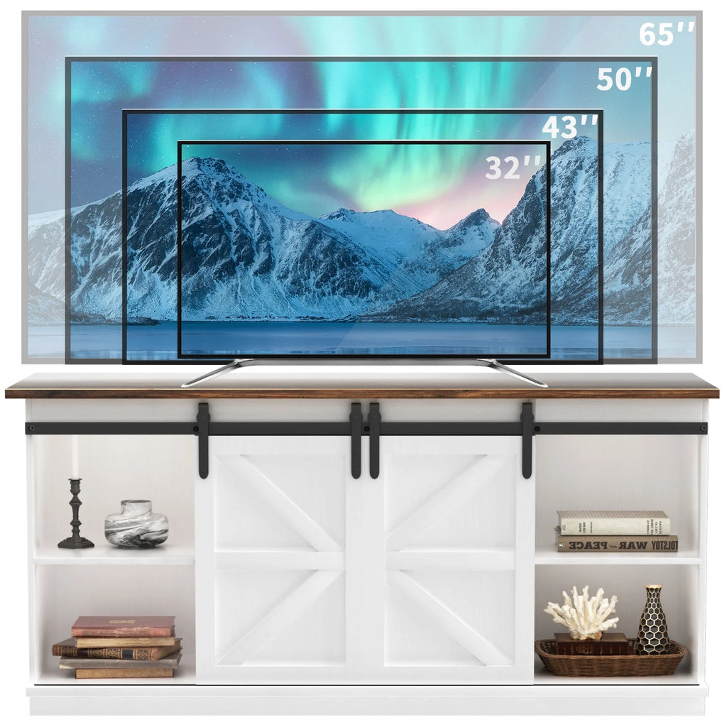 White Sliding Barn Door TV Stand J753077