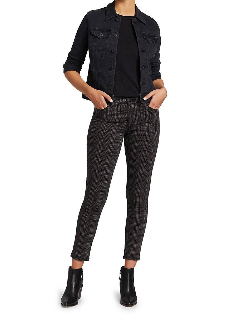 26 28 Houndstooth Plaid Ankle Jeans O112