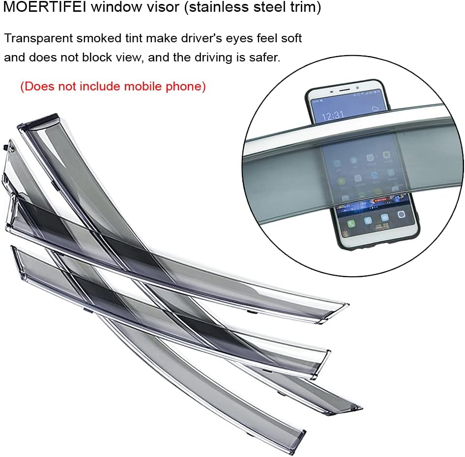Translucent Smoked Tint Side Window Visor Deflectors Pack of 2 G3475