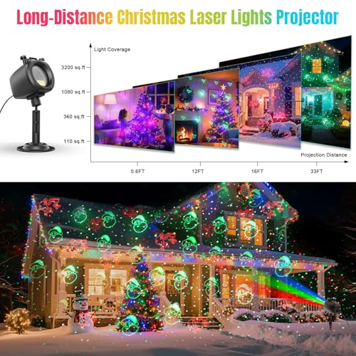 Waterproof RGB Laser Projector Lights with RF Remote and Timer V971