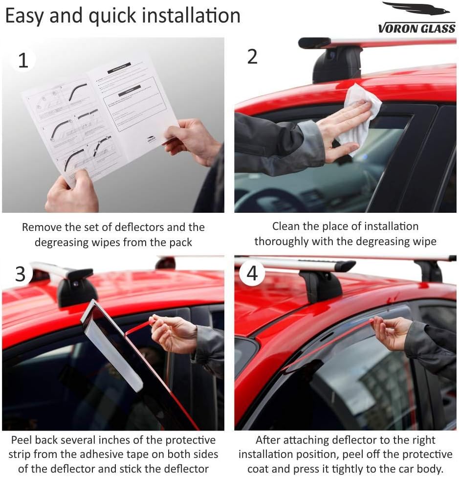 Glass Tape-on Rain Guards for Toyota RAV4 SUV, 4 Pieces K225