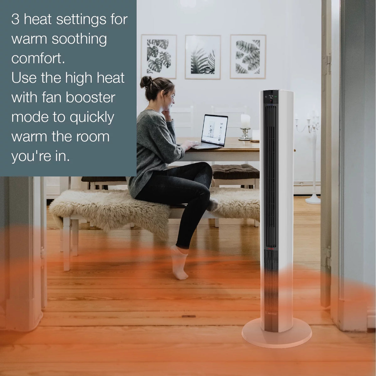 1500W Tower Fan & Space Heater with Timer and Remote B96516
