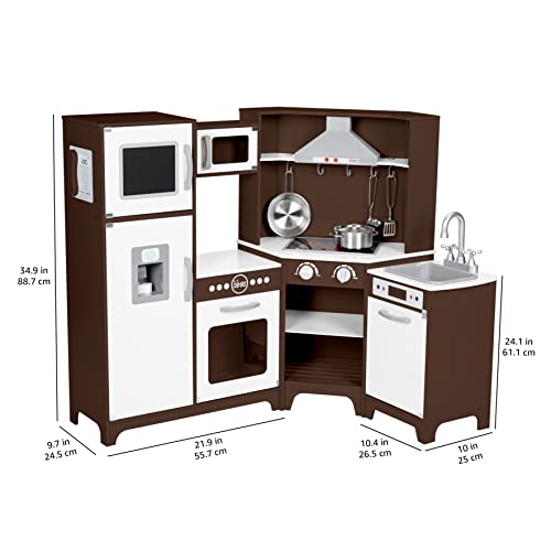 Kids Corner Wooden Kitchen Toy Playset with Stove, Oven, Sink, Fridge and Accessories J26089