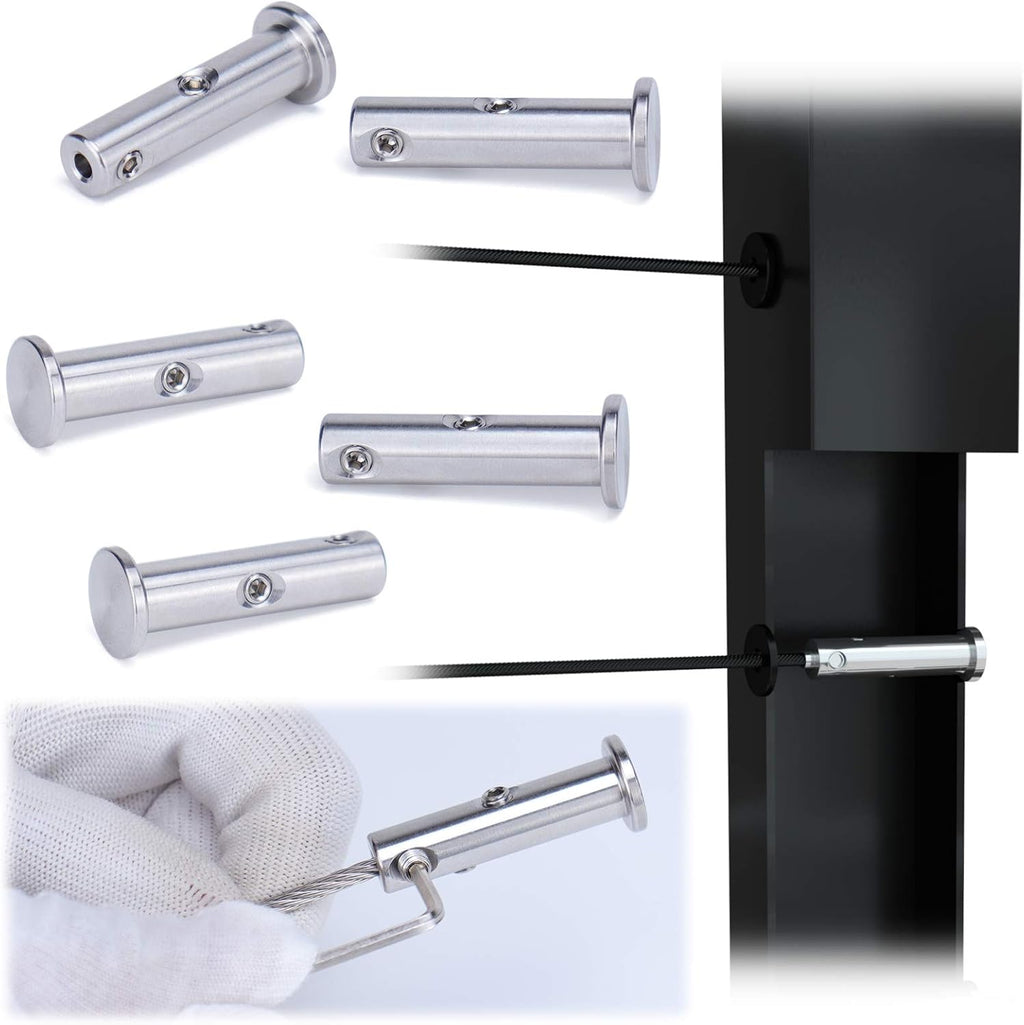 10Pack Cable Railing Kit Invisible Swageless 1/8 Terminal Receiver Flat Head Hidden for 2x2 Metal Post Deck Stairs I4803