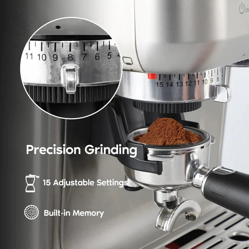 20 Bar Espresso Machine with LCD Display, 92 fl oz Water Tank, Silver G17536