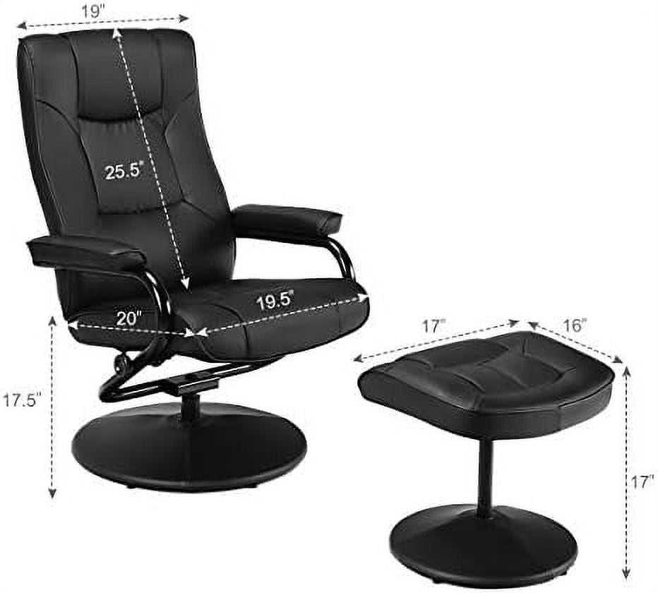 Black PU Leather Recliner Chair with Ottoman O37440