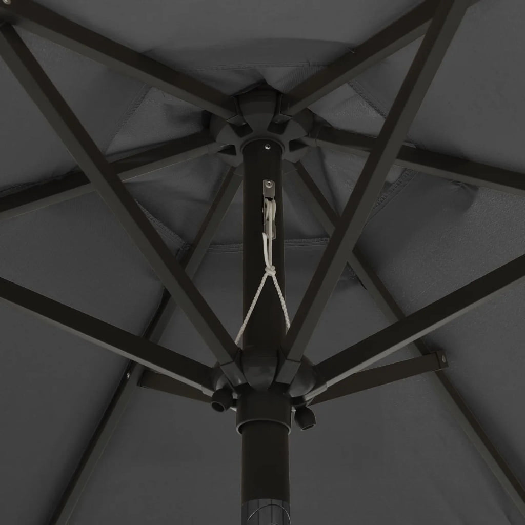 Anthracite Garden Folding Beach Umbrella with LED Lights and Aluminum Pole A366567