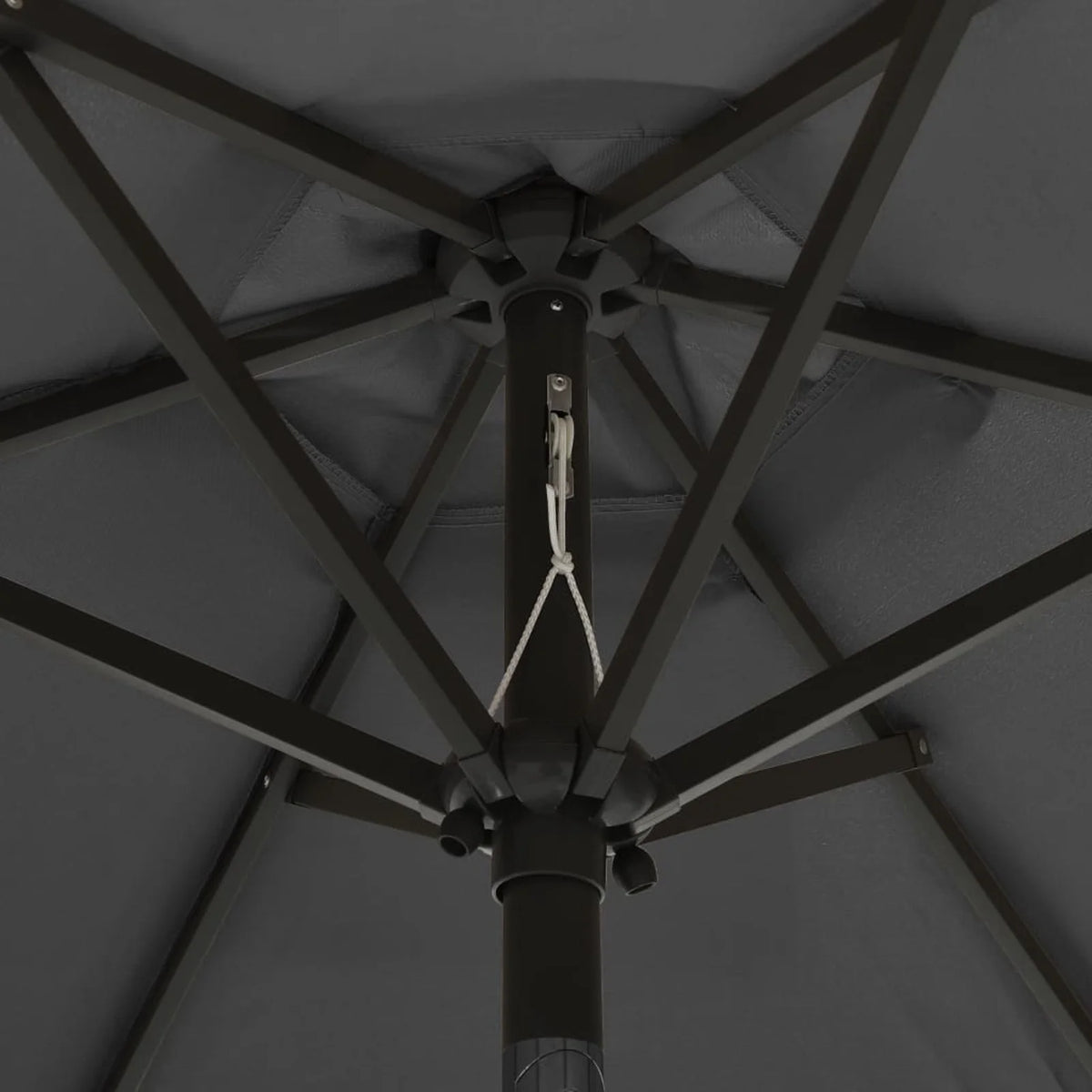 Anthracite Garden Folding Beach Umbrella with LED Lights and Aluminum Pole A366567