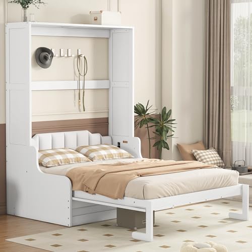 Queen Size Grey Murphy Bed with Sofa and Cushion A29860