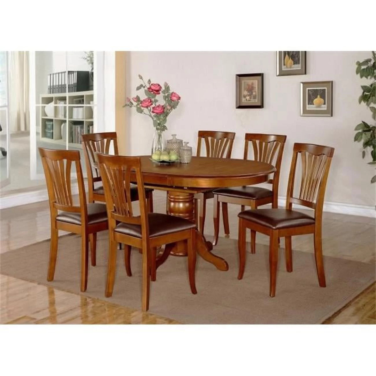 5PC Oval Dining Set with Faux Leather Seat Chairs T1434