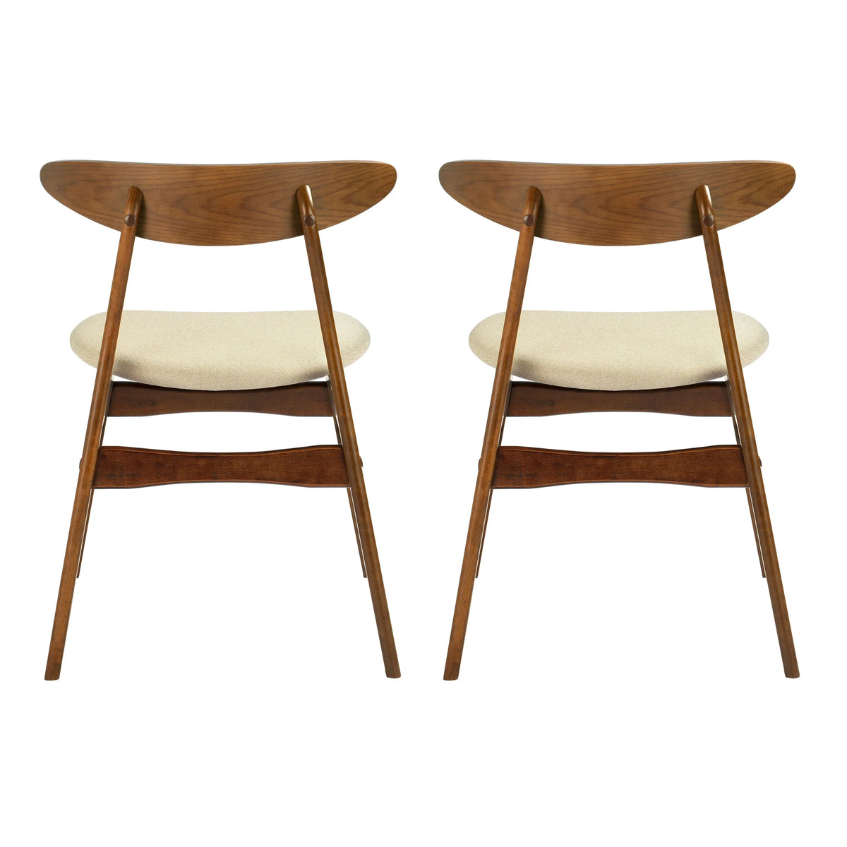 Beige Solid Wood Upholstered Dining Side Chair Set of 2 D364101